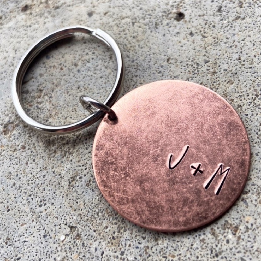 Customizable hand stamped keychain